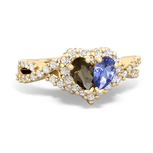 smoky quartz-tanzanite engagement ring
