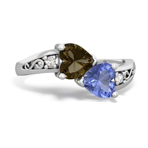 smoky quartz-tanzanite filligree ring