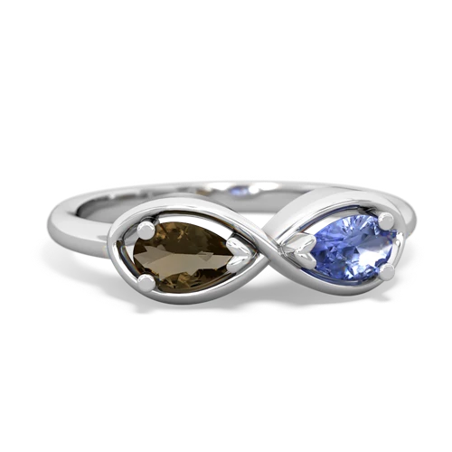 smoky quartz-tanzanite infinity ring