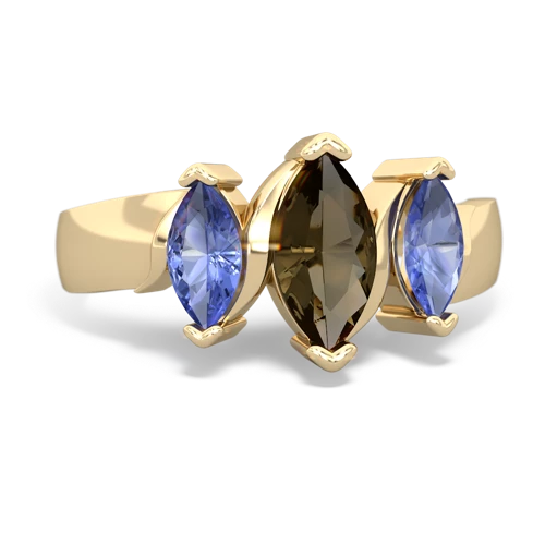 smoky quartz-tanzanite keepsake ring