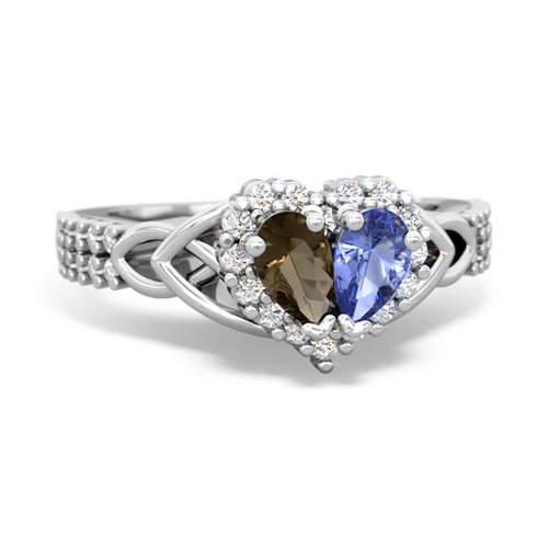 smoky quartz-tanzanite keepsake engagement ring