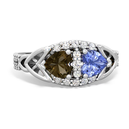 smoky quartz-tanzanite keepsake engagement ring