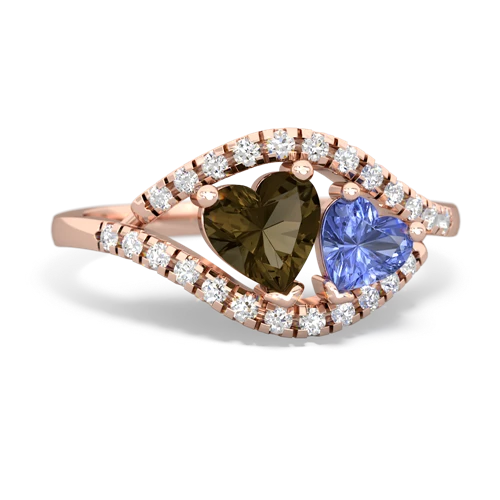 smoky quartz-tanzanite mother child ring