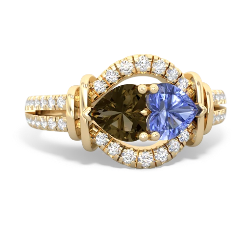 smoky quartz-tanzanite pave keepsake ring