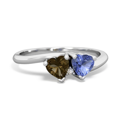 smoky quartz-tanzanite sweethearts promise ring