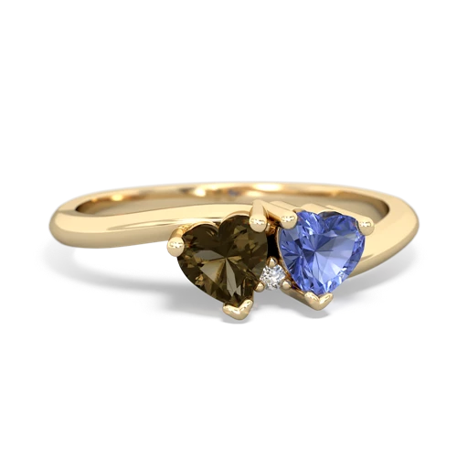 smoky quartz-tanzanite sweethearts promise ring