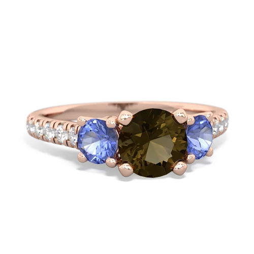 smoky quartz-tanzanite trellis pave ring