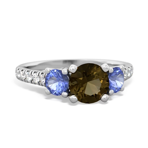 smoky quartz-tanzanite trellis pave ring