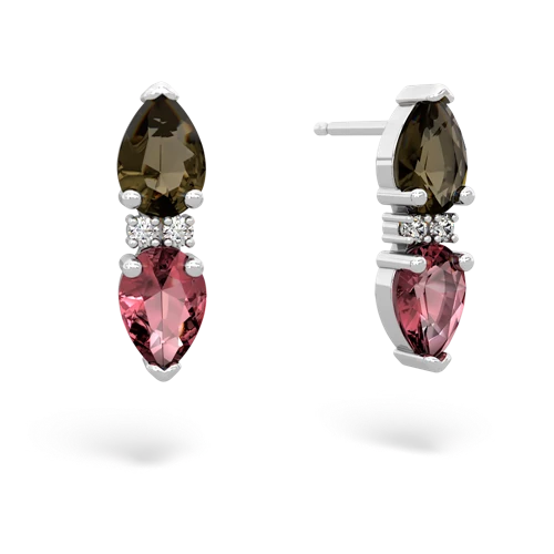 smoky quartz-tourmaline bowtie earrings