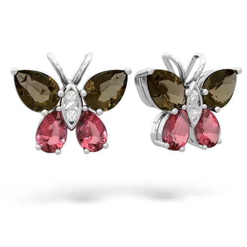 smoky quartz-tourmaline butterfly earrings