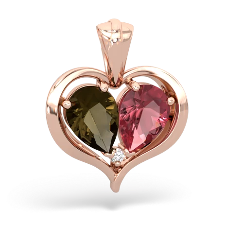 smoky quartz-tourmaline half heart whole pendant