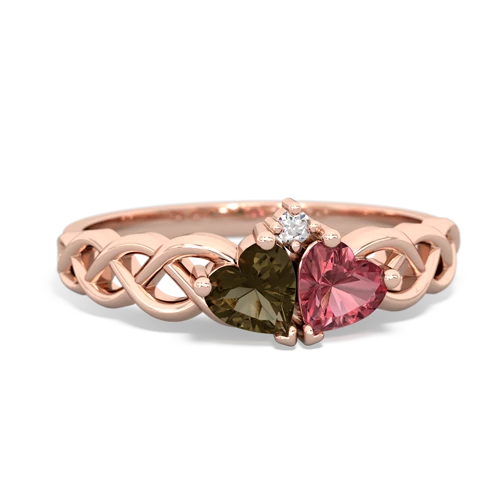 smoky quartz-tourmaline celtic braid ring