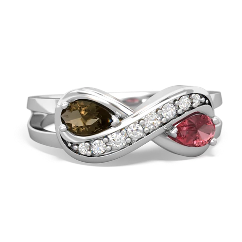 smoky quartz-tourmaline diamond infinity ring