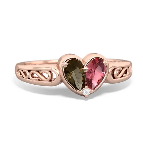 smoky quartz-tourmaline filligree ring