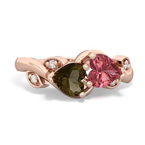 smoky quartz-tourmaline floral keepsake ring