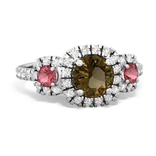 smoky quartz-tourmaline three stone regal ring