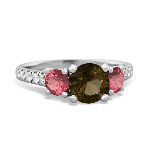 smoky quartz-tourmaline trellis pave ring