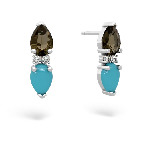 smoky quartz-turquoise bowtie earrings