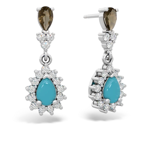 smoky quartz-turquoise dangle earrings
