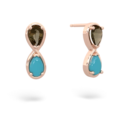 smoky quartz-turquoise infinity earrings