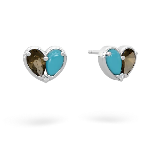 smoky quartz-turquoise one heart earrings