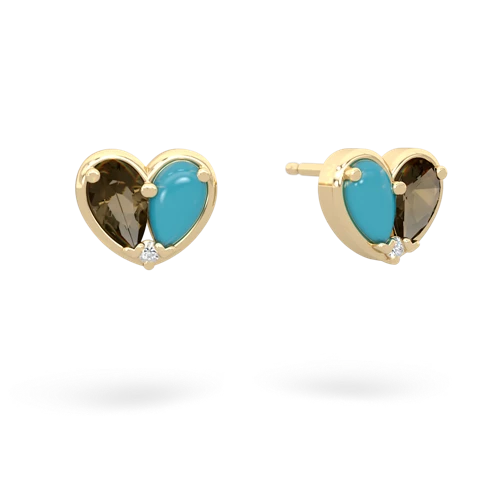smoky quartz-turquoise one heart earrings