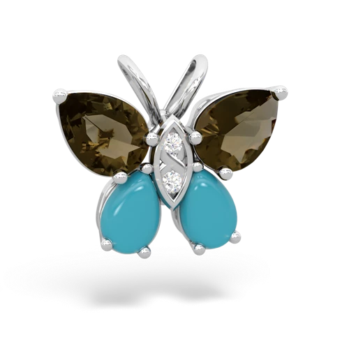smoky quartz-turquoise butterfly pendant