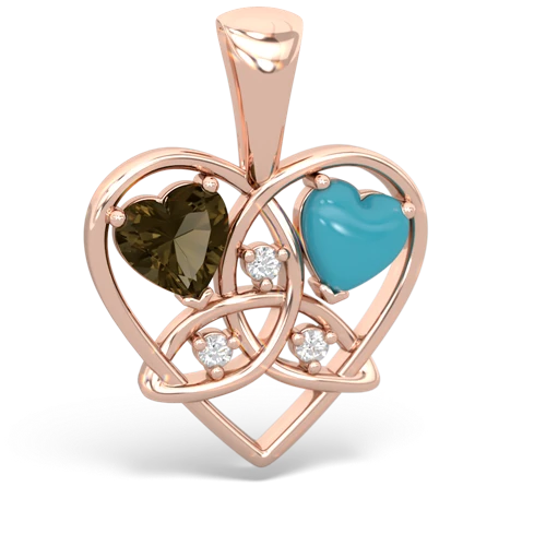 smoky quartz-turquoise celtic heart pendant