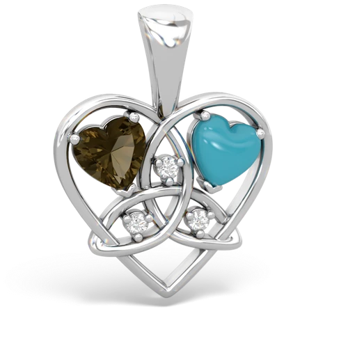 smoky quartz-turquoise celtic heart pendant