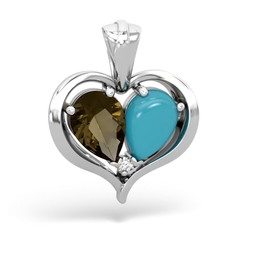 smoky quartz-turquoise half heart whole pendant