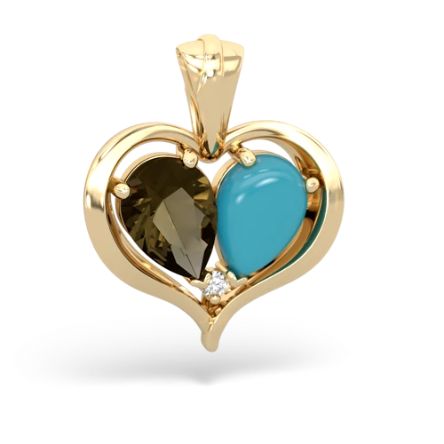 smoky quartz-turquoise half heart whole pendant