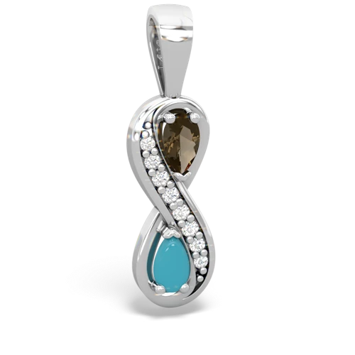 smoky quartz-turquoise keepsake infinity pendant