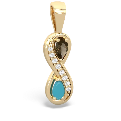 smoky quartz-turquoise keepsake infinity pendant