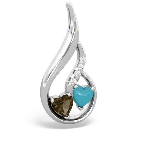 smoky quartz-turquoise keepsake swirl pendant