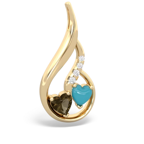 smoky quartz-turquoise keepsake swirl pendant