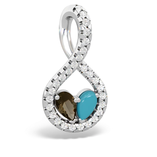 smoky quartz-turquoise pave twist pendant