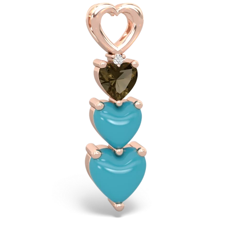 smoky quartz-turquoise three stone pendant