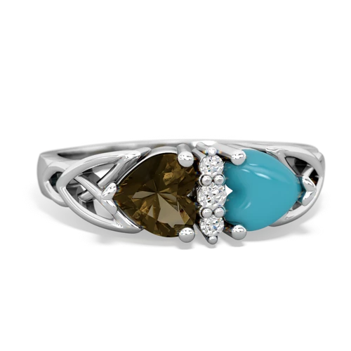 smoky quartz-turquoise celtic ring