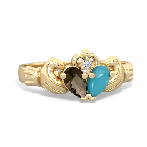 smoky quartz-turquoise claddagh ring