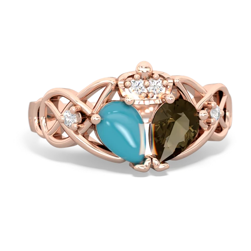 smoky quartz-turquoise claddagh ring