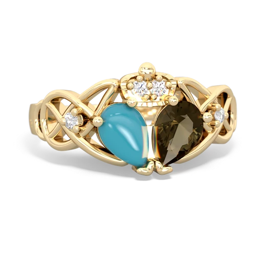 smoky quartz-turquoise claddagh ring