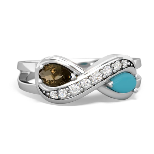 smoky quartz-turquoise diamond infinity ring
