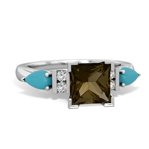 smoky quartz-turquoise engagement ring