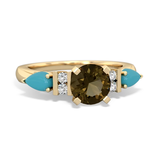 smoky quartz-turquoise engagement ring