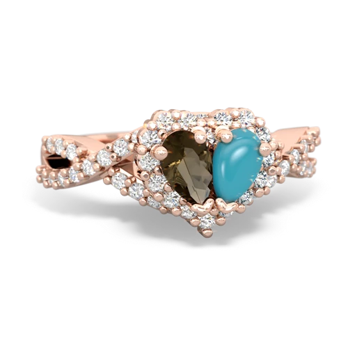 smoky quartz-turquoise engagement ring