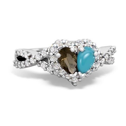 smoky quartz-turquoise engagement ring