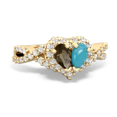 smoky quartz-turquoise engagement ring