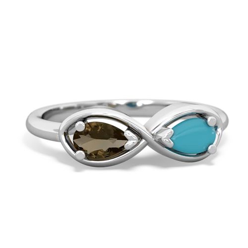 smoky quartz-turquoise infinity ring