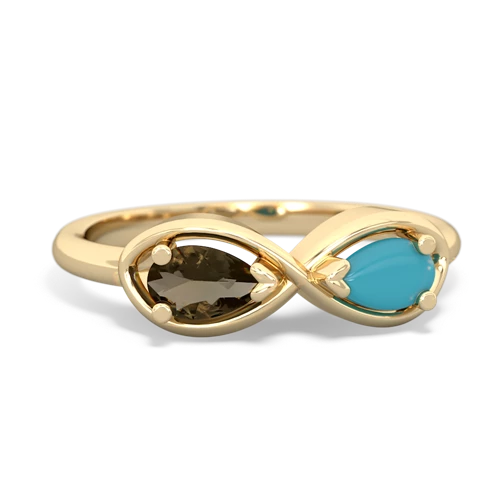 smoky quartz-turquoise infinity ring