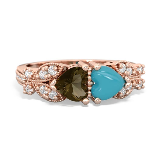 smoky quartz-turquoise keepsake butterfly ring